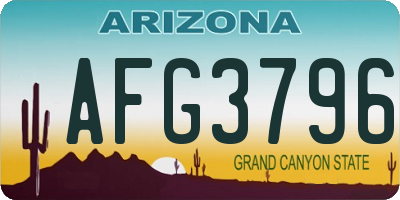 AZ license plate AFG3796