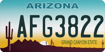 AZ license plate AFG3822
