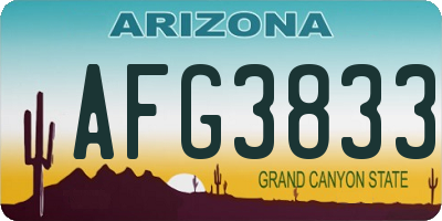 AZ license plate AFG3833