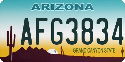 AZ license plate AFG3834