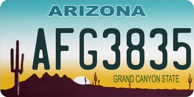 AZ license plate AFG3835