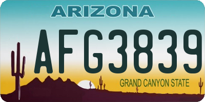 AZ license plate AFG3839