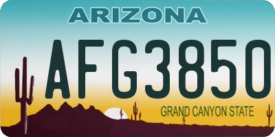 AZ license plate AFG3850