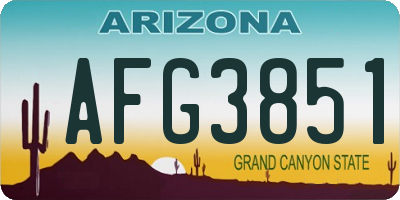 AZ license plate AFG3851