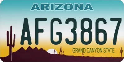 AZ license plate AFG3867