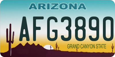 AZ license plate AFG3890