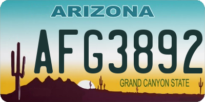 AZ license plate AFG3892