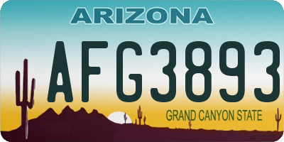 AZ license plate AFG3893