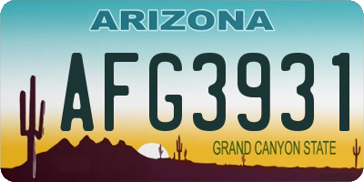 AZ license plate AFG3931