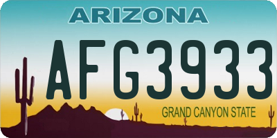 AZ license plate AFG3933