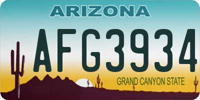 AZ license plate AFG3934