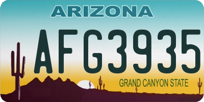 AZ license plate AFG3935
