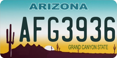 AZ license plate AFG3936