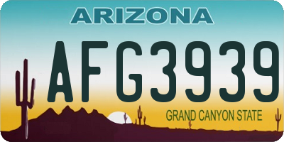 AZ license plate AFG3939