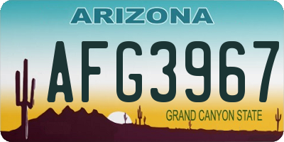 AZ license plate AFG3967