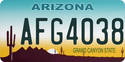 AZ license plate AFG4038