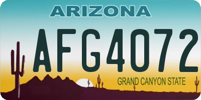 AZ license plate AFG4072