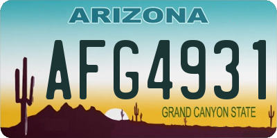 AZ license plate AFG4931