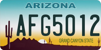 AZ license plate AFG5012