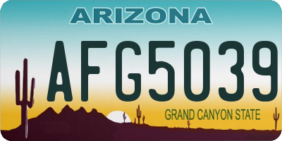 AZ license plate AFG5039