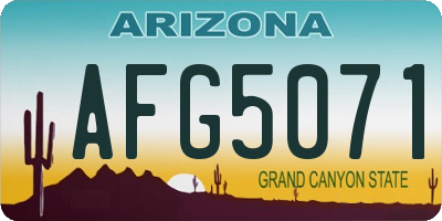AZ license plate AFG5071