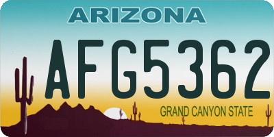 AZ license plate AFG5362