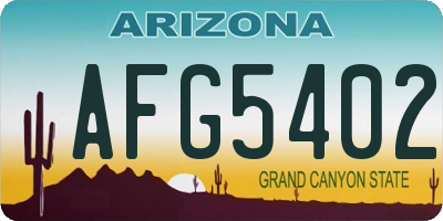 AZ license plate AFG5402