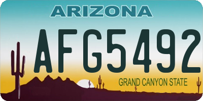 AZ license plate AFG5492