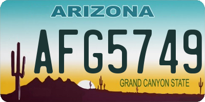 AZ license plate AFG5749