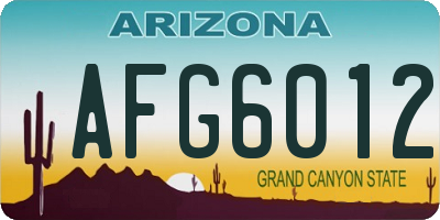 AZ license plate AFG6012