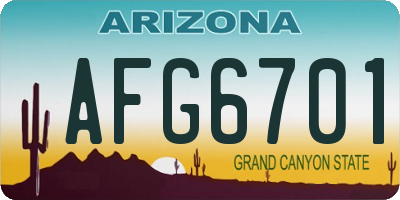 AZ license plate AFG6701