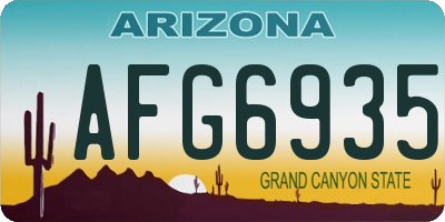 AZ license plate AFG6935