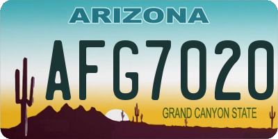 AZ license plate AFG7020