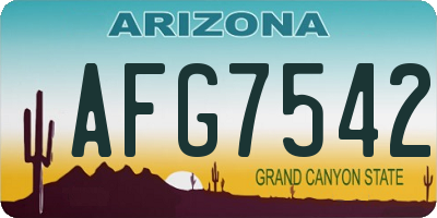AZ license plate AFG7542