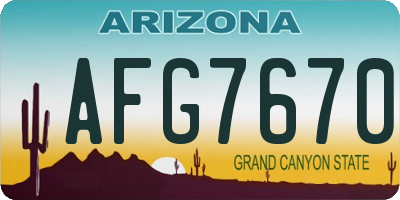 AZ license plate AFG7670