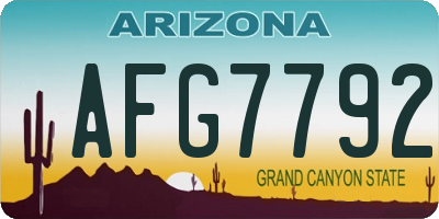 AZ license plate AFG7792