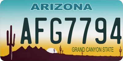 AZ license plate AFG7794