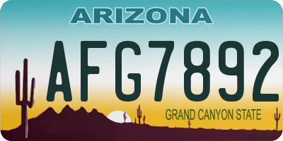 AZ license plate AFG7892