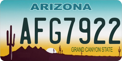 AZ license plate AFG7922