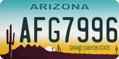 AZ license plate AFG7996