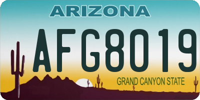 AZ license plate AFG8019