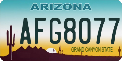 AZ license plate AFG8077