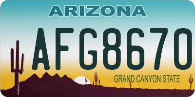 AZ license plate AFG8670