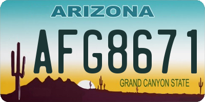 AZ license plate AFG8671