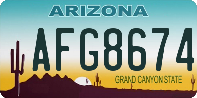 AZ license plate AFG8674