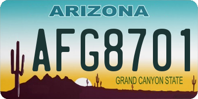 AZ license plate AFG8701