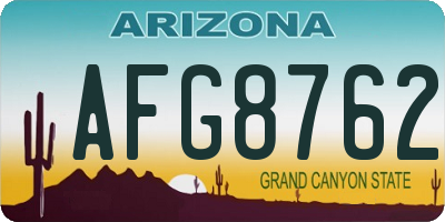 AZ license plate AFG8762