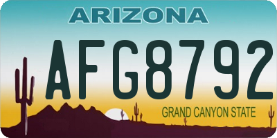 AZ license plate AFG8792