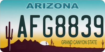 AZ license plate AFG8839