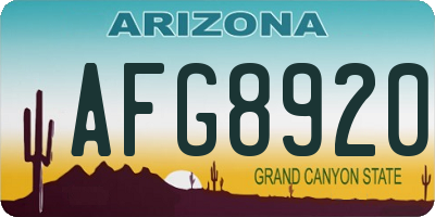 AZ license plate AFG8920